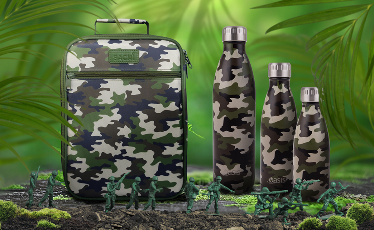 Insulated Drink Bottle 350ml- CAMO GREEN