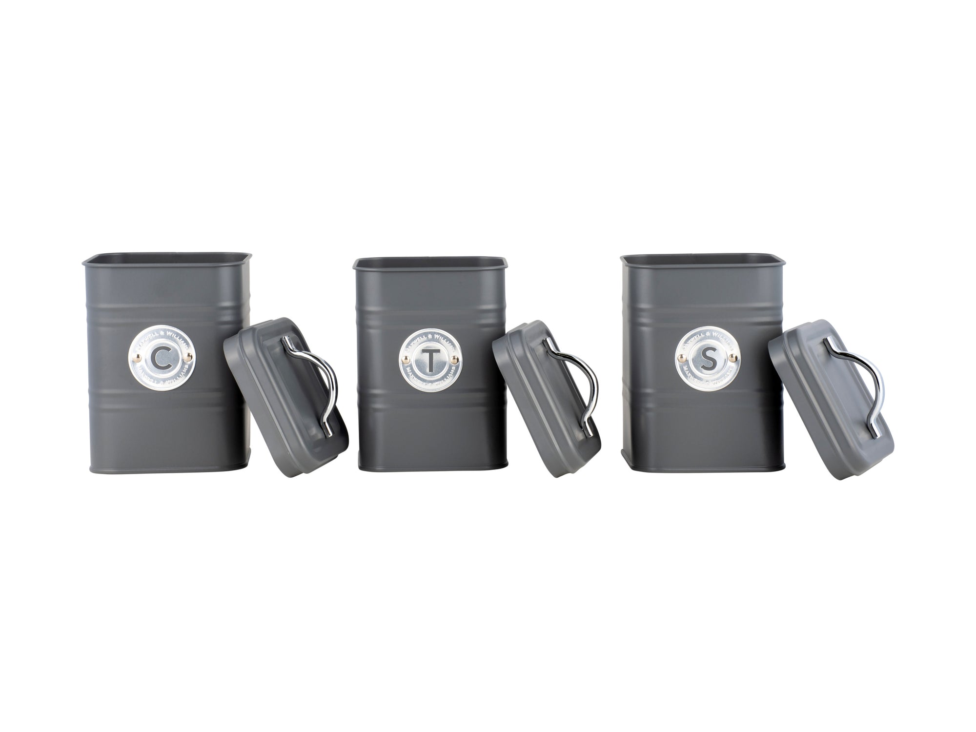 Canister set of 3 Grantham- Charcoal